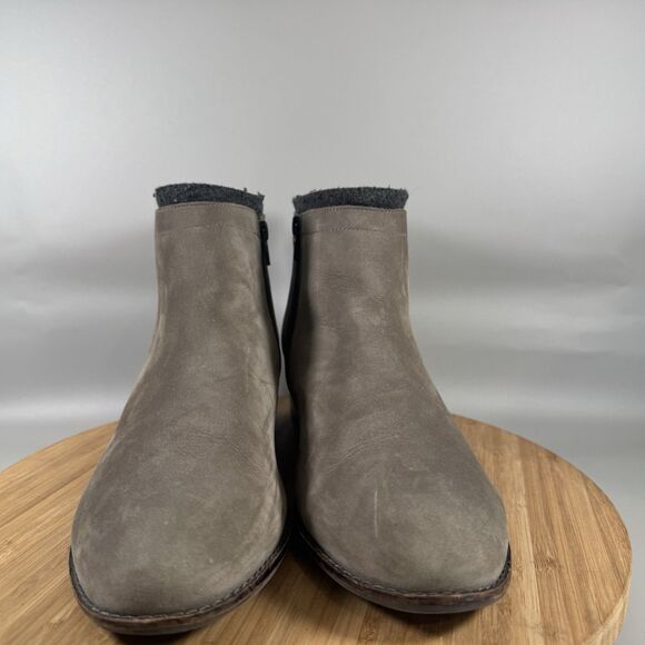Vionic Boots Womens 11 Gray Brown Leather Joslyn Weather Resistant Ankle Booties - Picture 2 of 8